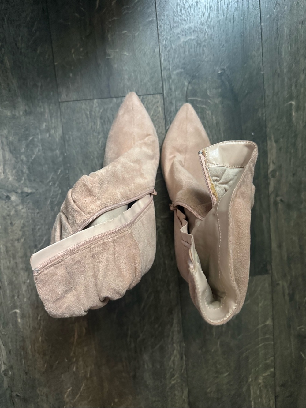 Women's Pointed Toe Fold-Over Ankle Boots in Blush